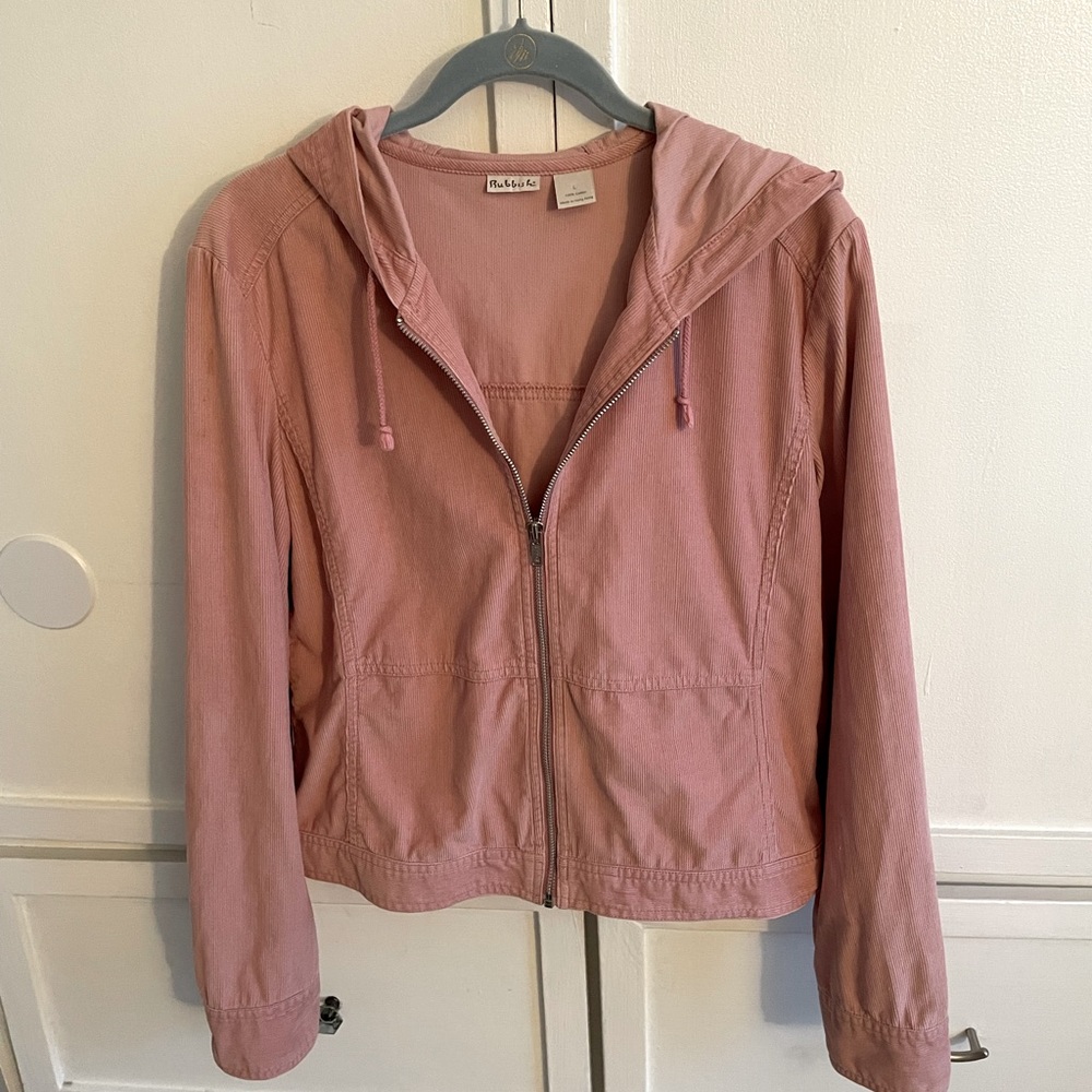 Rubbish Corduroy Hoodie Jacket 100% Cotton Size L Dusty Rose Color